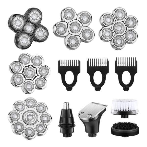 Cross-border electric shaver rotary washing shaving multi-head accessories floating IPX-grade bald razor - Image 2